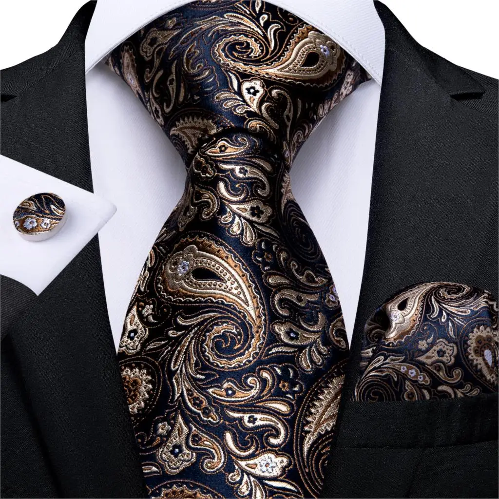 Gold Blue Paisley Wedding Tie Accessories